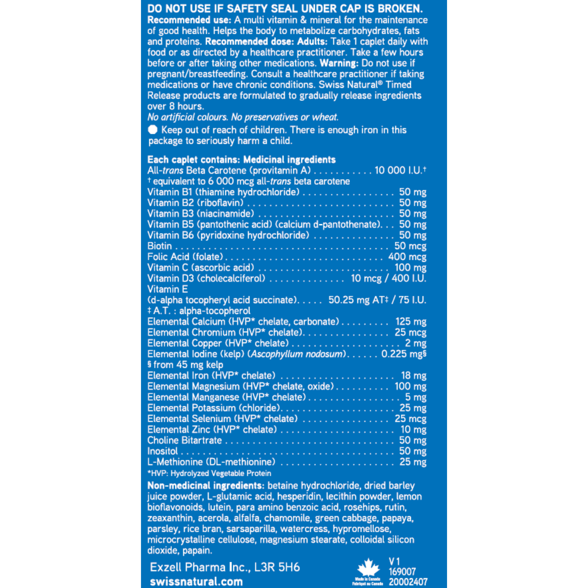 Swiss One 50 Timed Release Multi Vitamin & Mineral 3