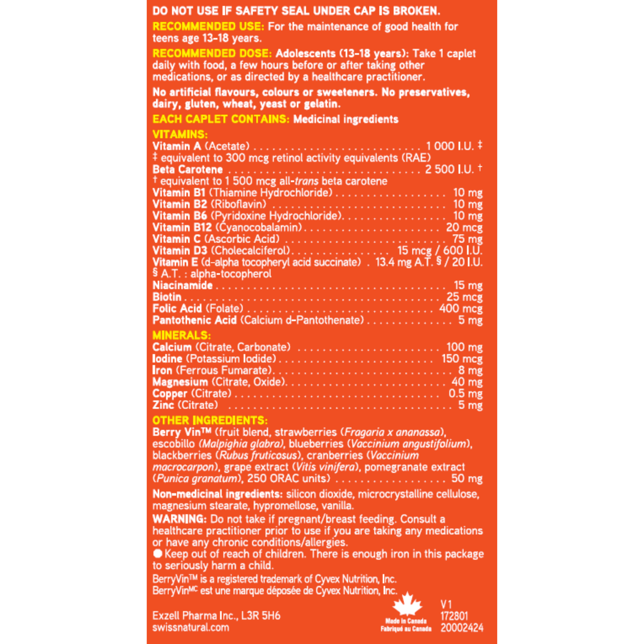 Total One Teen Multi Vitamin & Mineral 6