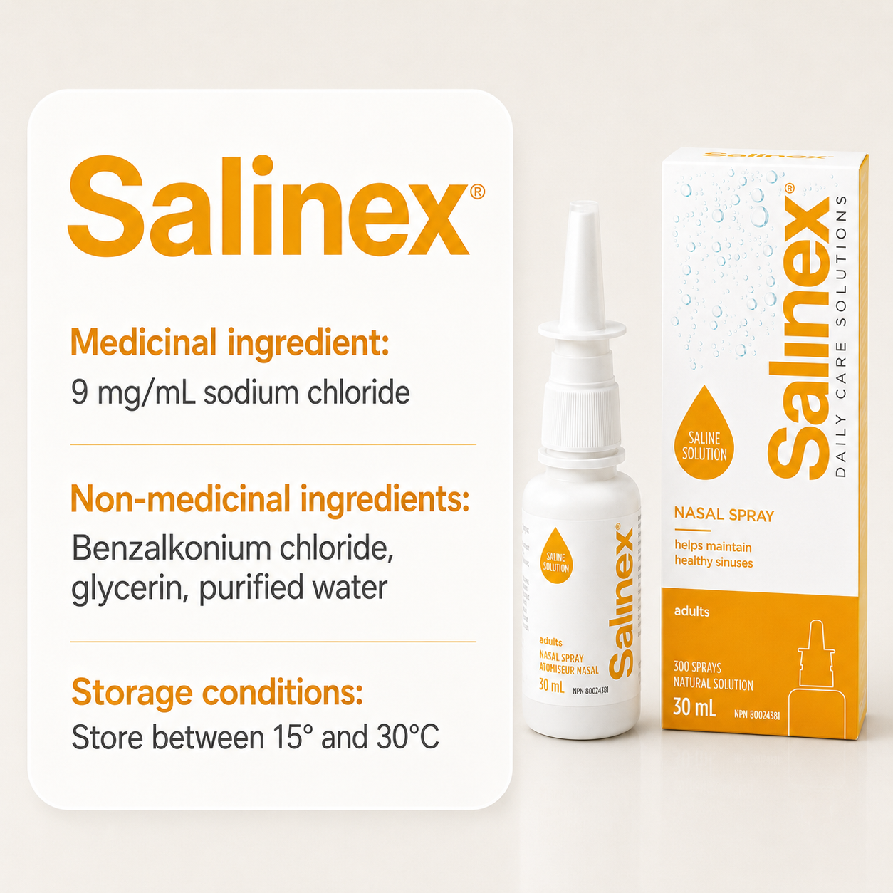 Salinex® Nasal spray, saline solution For adults 6
